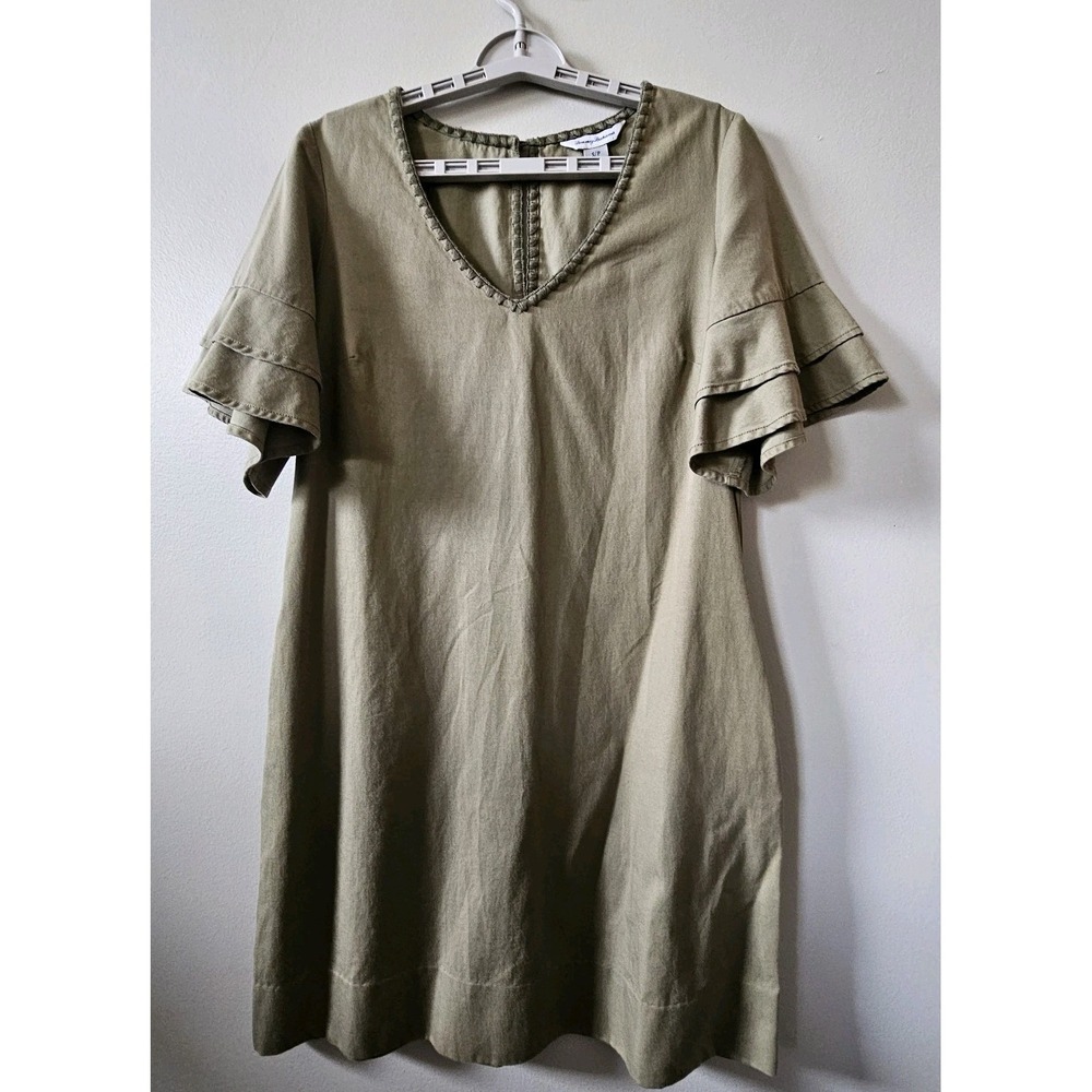 Tommy Bahama‎ Lanailette Flutter-Sleeve Dress Women's Size Small Tea Leaf V-Neck